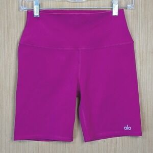 Alo Yoga Womens High-Waist Biker Shorts Pink Purple Size Small Yoga Gym Workout
